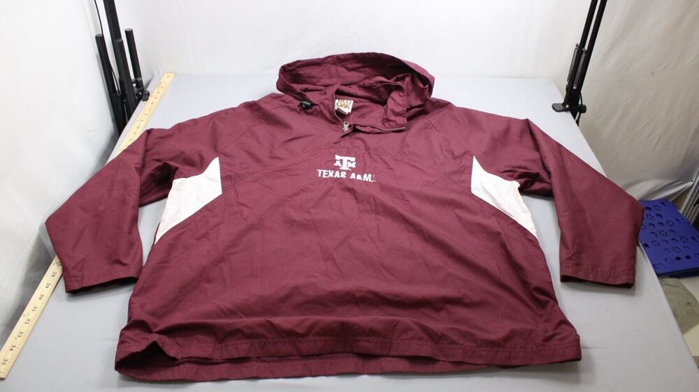 Red Oak Texas A&M Aggies Windbreaker Pullover Jacket Mens XL Hooded Maroon NCAA